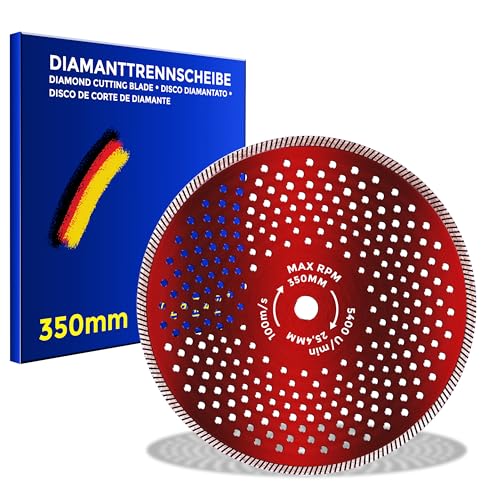 BERGMANN ® Ø 350mm / 25,4mm RedGigant Profi Diamantscheibe für Stahlbeton Beton Granit Stein Marmor Ziegel uvm. | Trennscheibe Diamanttrennscheibe für Winkelschleifer BOSCH Makita Metabo von BERGMANN