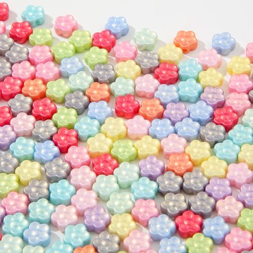 BERMRO 200 Stück Acrylperlen, bunte Blumen-Perlen, niedliche Pflaumenblüten-Perlen für Halsketten, Armbänder, Schlüsselanhänger, Schmuck, DIY Handwerk (Blume) von BERMRO