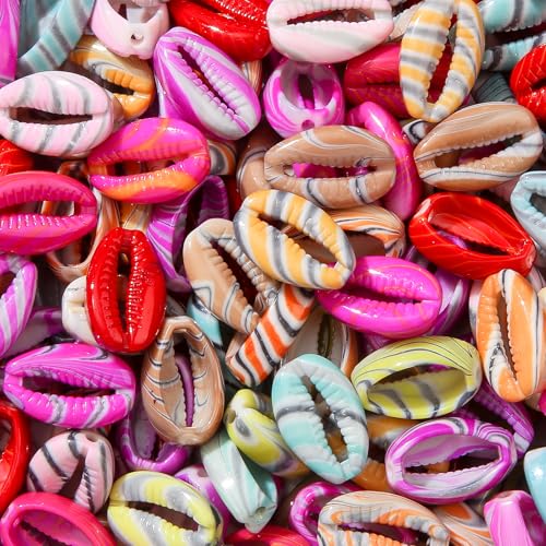 BERMRO Acryl-Muschelperlen, Muschelperlen, Ozean, Meer, Sommer, Hawaii-Perlen für Schmuckherstellung, Perlen-Set, Armbänder, DIY-Zubehör, 200 Stück (Farblinie-Muschel) von BERMRO