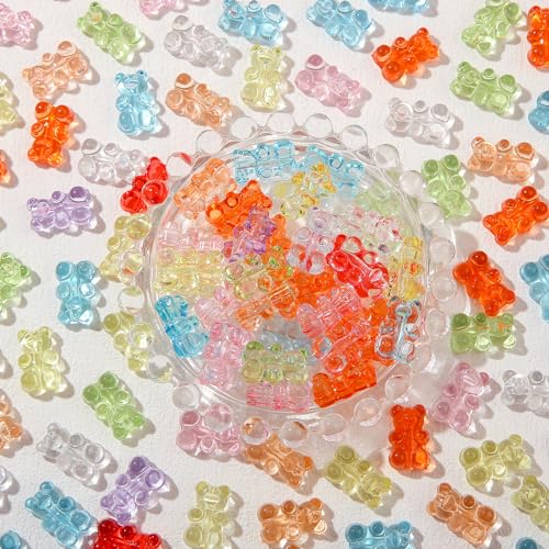 BERMRO Bunte Gummibärchen, Acryl-Bär-Perlen, bunt, niedlicher Bär, für Halsketten, Armbänder, Schlüsselanhänger, Schmuck, Bastelarbeiten, 6 x 18 mm, 200 Stück BERMRO Bunte Gummibärchen, Acryl-Bär-Perlen, bunt, niedlicher Bär, für Halsketten, Armbänder, Schlüsselanhänger, Schmuck, Bastelarbeiten, 6 x 18 mm, 200 Stück von BERMRO