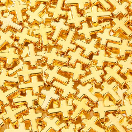 BERMRO Kreuzperlen, 12 x 16 mm, goldene Kreuzperlen, Abstandshalter, Großpackung für Bastelarbeiten, Halsketten, Armbänder, Schmuckherstellung, Schlüsselanhänger, goldfarben, 300 Stück BERMRO Kreuzperlen, 12 x 16 mm, goldene Kreuzperlen, Abstandshalter, Großpackung für Bastelarbeiten, Halsketten, Armbänder, Schmuckherstellung, Schlüsselanhänger, goldfarben, 300 Stück von BERMRO