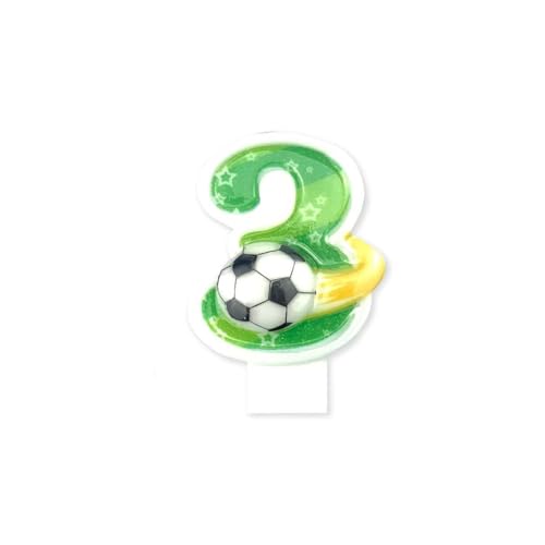 BESCH Geburtstagskerzen Fußball Nummer 3 - Numerische Kerze für Kuchen, Dekoration Jahrestag BESCH Geburtstagskerzen Fußball Nummer 3 - Numerische Kerze für Kuchen, Dekoration Jahrestag von BESCH