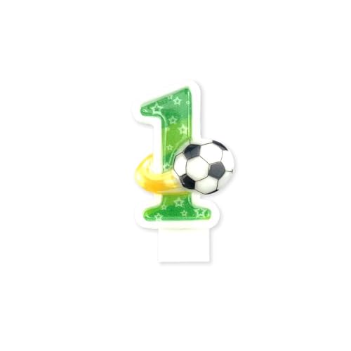 Geburtstagskerzen Fußball Nummer 1 - Numerische Kerze für Kuchen, Dekoration Jahrestag von BESCH