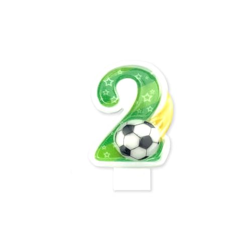 Geburtstagskerzen Fußball Nummer 2 - Numerische Kerze für Kuchen, Dekoration Jahrestag von BESCH