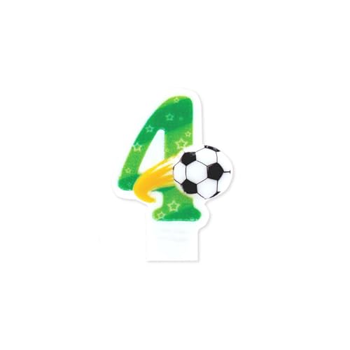 Geburtstagskerzen Fußball Nummer 4 - Numerische Kerze für Kuchen, Dekoration Jahrestag von BESCH