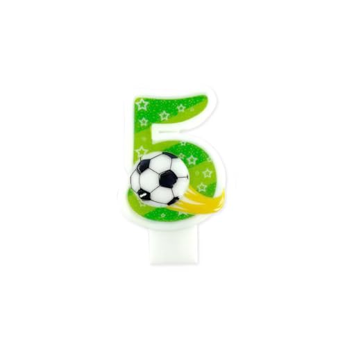 Geburtstagskerzen Fußball Nummer 5 - Numerische Kerze für Kuchen, Dekoration Jahrestag von BESCH