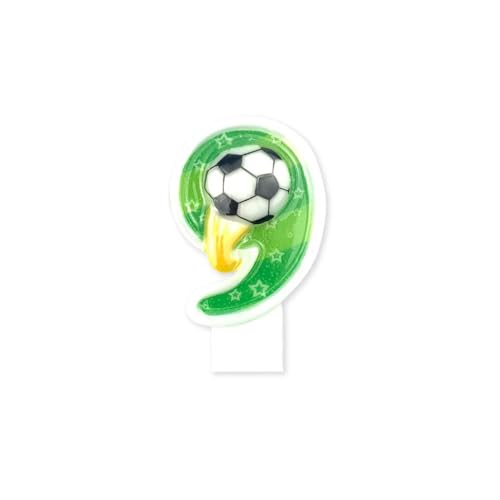 Geburtstagskerzen Fußball Nummer 9 - Numerische Kerze für Kuchen, Dekoration Jahrestag von BESCH
