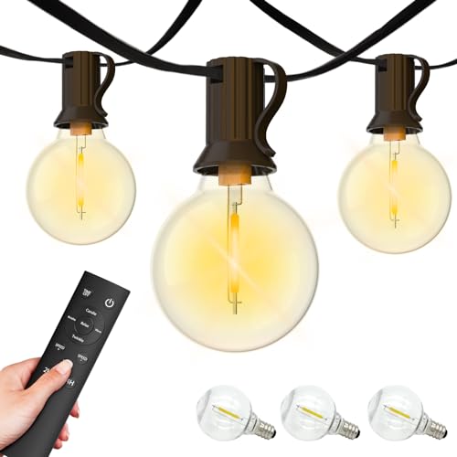 BESCOST 20M Lichterkette Außen mit 35+3 LED Birnen, G40 Wetterfeste Outdoor Lichterkette für Garten, Balkon, Party, Weihnachten, Warmweiß von BESCOST
