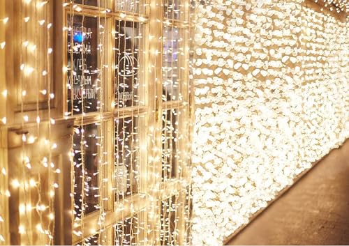 BESCOST 600 LEDs Lichtervorhang außen 6x3m, Lichterketten Vorhang mit 8 Lichtmodi, Wetterfeste Lichtervorhang Wand Außen, Weihnachten, Hochzeit Deko, Balkon Garten Party, Warmweiß BESCOST 600 LEDs Lichtervorhang außen 6x3m, Lichterketten Vorhang mit 8 Lichtmodi, Wetterfeste Lichtervorhang Wand Außen, Weihnachten, Hochzeit Deko, Balkon Garten Party, Warmweiß von BESCOST