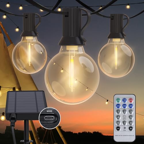 BESCOST Solar Lichterkette Aussen 12M mit 30+3 G40 LED, 8Modi & Dimmbar für Innen und Außen, Wetterfest Lichterkette Outdoor für Balkon, Terrasse, Garten, Hochzeit, Warmweiß, 2700K BESCOST Solar Lichterkette Aussen 12M mit 30+3 G40 LED, 8Modi & Dimmbar für Innen und Außen, Wetterfest Lichterkette Outdoor für Balkon, Terrasse, Garten, Hochzeit, Warmweiß, 2700K von BESCOST