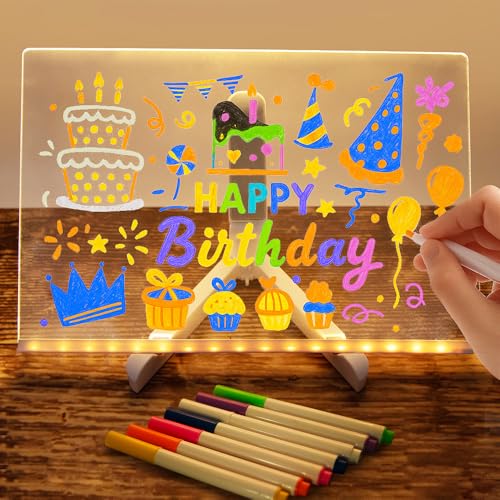 Led Notiztafel Mit Farben,Leuchtendes Zeichenbrett Mit 7 Farben Stift – Abwischbar, Ideal für DIY Kunst, Hausdekoration, Büro, kreative Projekte und Partys (30x20 cm) von BESFURNITURE