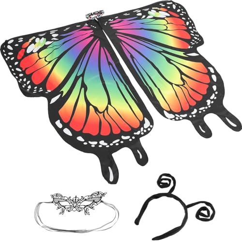 BESPORTBLE 1 Satz Schmetterlingsflügel Augenklappe Stirnband Tanz-Schmetterlingsumhang von BESPORTBLE