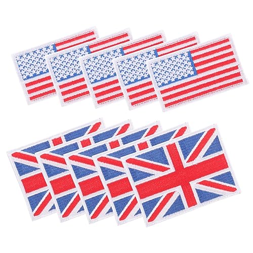 BESPORTBLE 10 Stück Gestickte Stoffabzeichen Bestickt Us-flaggen-patch Kleine Flecken Vereinigte Staaten Patches Flaggenpatch Aufnäher Für Hemden Flicken Für Bekleidung Polyester von BESPORTBLE