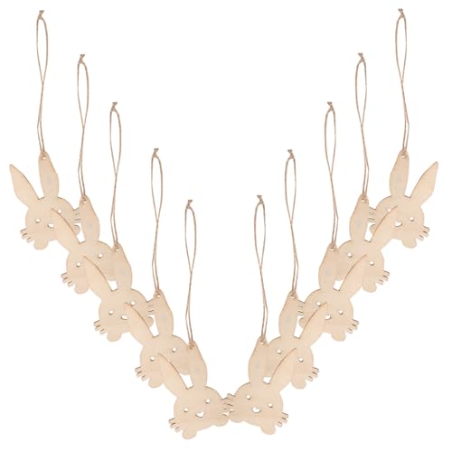 BESPORTBLE 10 Stück Holzhasen Anhänger für Ostern Unvollendete Holzfiguren Bemalen Diy Bastelbedarf für Kreative Osterdekoration für Partys und Zuhause von BESPORTBLE