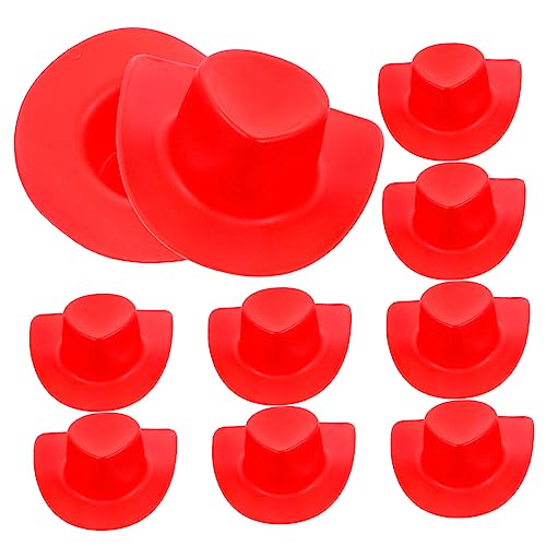 BESPORTBLE 10 Stück Mini Plastik Cowgirl Hüte Süße Puppenhüte für Partys Hochzeiten und DIY Projekte Dekoration für Puppen und Fotografie von BESPORTBLE