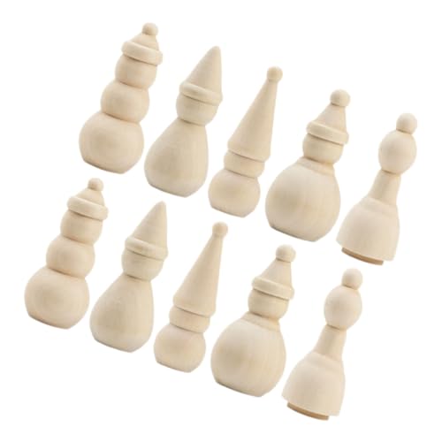 BESPORTBLE 10 Stück Teiliges DIY Mini Weihnachts schneemann Holzpuppen Unlackierte Blanke Holzfiguren zum Bemalen Vielseitig für Bastelprojekte Kompakt und Tragbar für Festliche Dekoration von BESPORTBLE