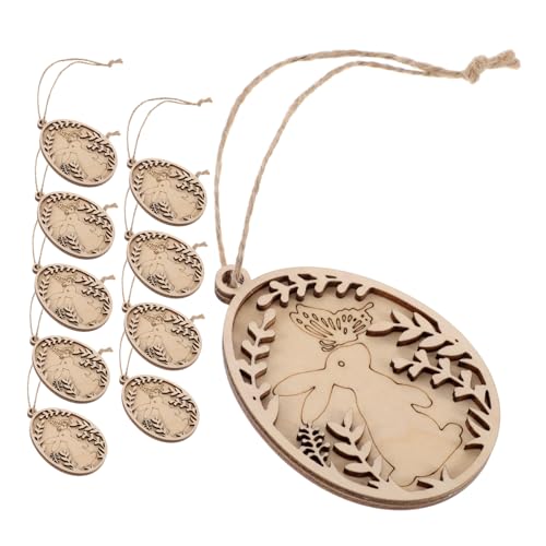 BESPORTBLE 10 Stück Teiliges Holz Osteranhängern Unbemalte Eier und Hasen für Diy Kreative Bastelarbeiten für Erwachsene für Osterdekorationen und Malaktivitäten von BESPORTBLE