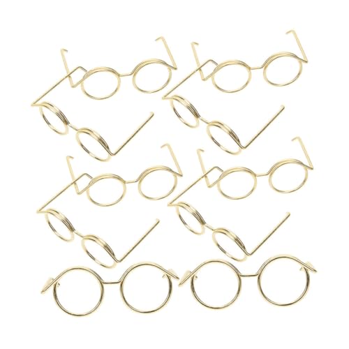 BESPORTBLE 10 Stück Teiliges Mini Puppenbrillen aus Goldfarbenem Metalldraht Runde Rahmenlose Miniatur Brillen ohne Gläser Dekorative Puppenhaus Accessoires für Moderne und Vintage Puppen von BESPORTBLE