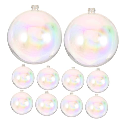 BESPORTBLE 10 Stück Transparente Kunststoff-Weihnachtskugel-Ornamente, Schillernde DIY-befüllbare Kugeln Für Weihnachtsbaum, Party, Hochzeit, Heimdekoration, Bruchsichere Hängende Ornamente von BESPORTBLE