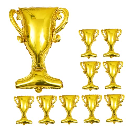 BESPORTBLE 10 Stück Trophäenballon Champion Ballon Trophäe Folienballons Gold Luftballons Deko Geburtstag Folienballons Mini Abschlussballons Groß Willkommen Aluminiumfolie Golden von BESPORTBLE