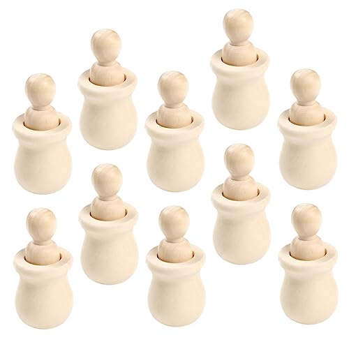 BESPORTBLE 10 Stück Unbemalte Holzpuppen DIY Holzfiguren für Kreative Bastelprojekte Robust und Langlebig für Sammler zum Bemalen und Gestalten von BESPORTBLE