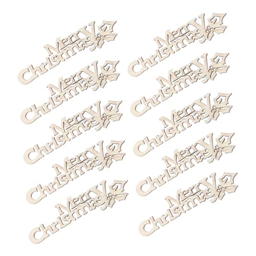 BESPORTBLE 10 Stück Weihnachtsornamente Aus Holz Weihnachtsausschnitte Weihnachtsbasteleien Scrapbook Ornamente Einfache Schnitzereien Anhänger Weihnachtsholzbuchstaben Unlackierte von BESPORTBLE