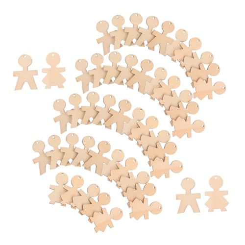 BESPORTBLE 100 Stück Holzfiguren Basteln Junge Mädchen Holzscheiben Unfertige DIY Zuschnitte für Kinderzimmer Deko und Kreative Bastelprojekte für Familienzeit und Handarbeit von BESPORTBLE