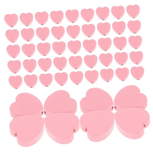 BESPORTBLE 100Stücke Herzförmige Holzperlen für DIY Schmuckherstellung Valentinstag Bastelperlen Robuste Holzperlen für Armbänder und Dekorationen Liebe Themen Design von BESPORTBLE