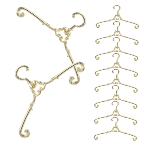 BESPORTBLE 10Stücke Metall Kleiderbügel Für Puppen Mini Puppenkleiderbügel Retro Design Für Puppenhaus Kleidung Langlebige Legierung Goldfarbene Hänger von BESPORTBLE
