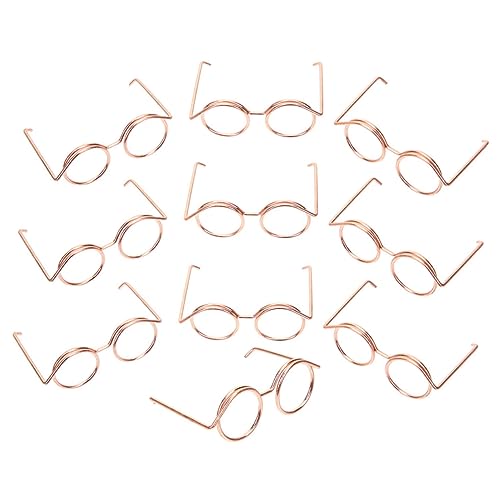 BESPORTBLE 10Stücke Mini Brillen Für Puppen Metallrahmen Ohne Gläser Roségold Puppenhaus Zubehör Puppenzubehör Für Kreative Spielideen Und Dekoration von BESPORTBLE