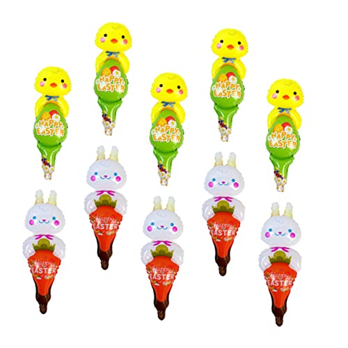 BESPORTBLE 10Stücke Ostern Aufblasbarer Stick Karikatur Hase Und Küken Luftballons Aufblasbare Spielzeuge Für Ostern Dekoration Und Festlichkeiten von BESPORTBLE
