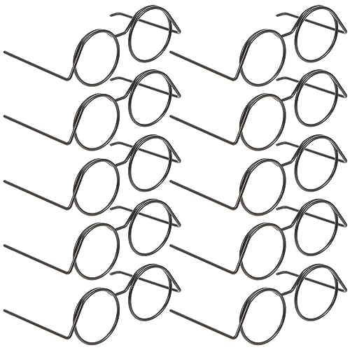 BESPORTBLE 10Stücke Puppensonnenbrillen Für Mini Für Puppen Runde Rahmenlose Brille Klassisches Puppenzubehör Für Kreative Dekoration von BESPORTBLE