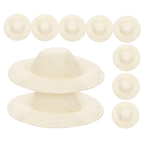 BESPORTBLE 10Stücke Strohhüte Für Puppen Woven Puppenhüte DIY Bastelzubehör Reisfarbe Dekoration Und Kreative Projekte von BESPORTBLE