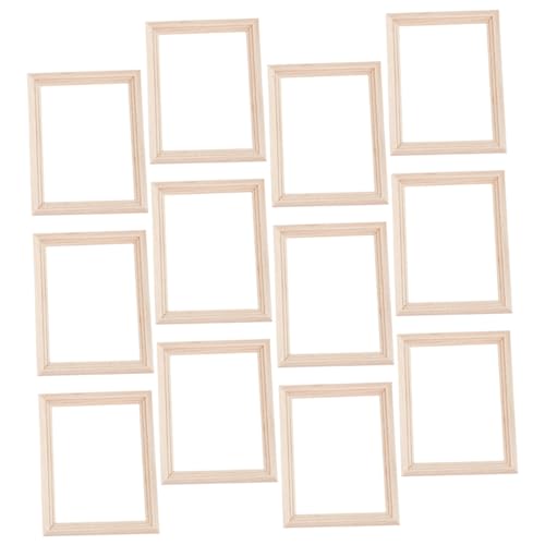 BESPORTBLE 12 Stück Teiliges Mini Holz Bilderrahmen Natürliche Holzoptik Miniatur Dekoration für Puppenhaus Stabile Fotoaufsteller für Mikro und Bastelprojekte von BESPORTBLE