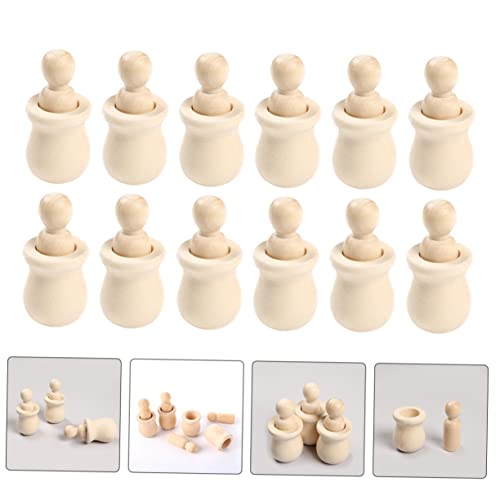 BESPORTBLE 12 Stück Teiliges Unbemalte Holzfiguren zum Bemalen Stabile DIY Holzpuppen für Kreative Handwerksfiguren für für Kinderzimmerdekoration und Handgemalte Kunstprojekte von BESPORTBLE
