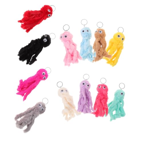 BESPORTBLE 12stücke Plüsch Octopus Schlüsselanhänger Bunte Weiche Schlüsselringe Für Taschen Und Autos Perfektes Für Geburtstage Und Feiertage von BESPORTBLE