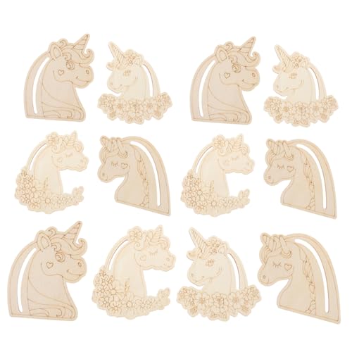 BESPORTBLE 12Stücke Unbehandeltes Holz Zum Basteln Unlackierte Holzformen Für DIY Projekte Für Kreative Einhorn Bastelideen Leere Holzspäne Für Individuelles Handwerk von BESPORTBLE