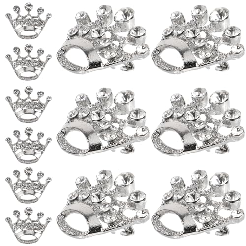 BESPORTBLE 12pcs Fashion Diamante Wedding Party Pageant Tiara Crown Corsage Brooch Pin (Silver) von BESPORTBLE