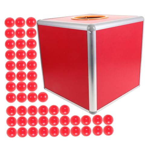 BESPORTBLE 1Satz Transparente Box mit Roten Tombola Bällen Multifunktionale Aufbewahrungsbox für Vorschläge und Tickets für Partys und Veranstaltungen von BESPORTBLE