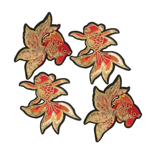 BESPORTBLE 2 Paare Koi Fisch Patches Glücksbringer Aufnäher Pailletten für DIY Kleidung Bügelbilder für Jeans Taschen und Rucksäcke Langlebige für Kreative Projekte von BESPORTBLE
