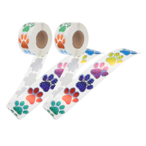 BESPORTBLE 2 Rollen Tierpfoten Aufkleber Selbstklebende Hundepfoten Sticker mit Glitzer für Scrapbooking Wände Fenster und Bastelprojekte Vielseitige Wetterfeste Dekoration für Partys von BESPORTBLE
