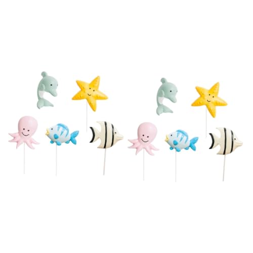 BESPORTBLE 2 Sätze Teiliges Cartoon Kuchen Topper Für Unterwasser Motto Meereswelt Dekorationen Für Geburtstagsfeiern Streifenfisch Blaue Fisch Und Seestern Resin Dessert Toppers 5 Stück * 2 von BESPORTBLE