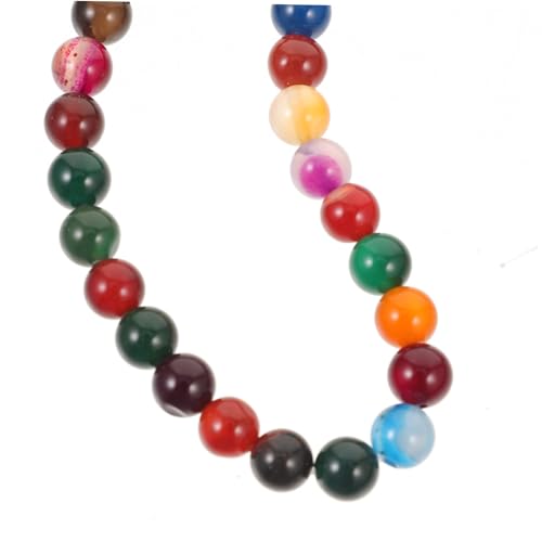 BESPORTBLE 2 Saiten Natürliche Achat Perlen Stränge DIY Schmuckperlen Rund Edelstein Spacer Beads für Armband Basteln pro Strang Farbenfrohe Naturstein Perlen für Handwerk von BESPORTBLE