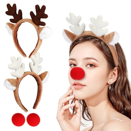 BESPORTBLE 2 Sets Rentiergeweih-stirnbänder mit Rudolph-nase – Weihnachts-hirsch-kostümzubehör für Feiertagspartys, Familientreffen Und Cosplay BESPORTBLE 2 Sets Rentiergeweih-stirnbänder mit Rudolph-nase – Weihnachts-hirsch-kostümzubehör für Feiertagspartys, Familientreffen Und Cosplay von BESPORTBLE