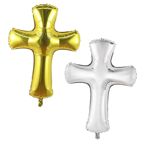 BESPORTBLE 2 Stück Kreuzförmige Folienballons für Kommunion und Taufe Hochwertige Dekoration für Partys und Feste Gold und Silber Vielseitig Einsetzbar Einfach zu Handhaben von BESPORTBLE