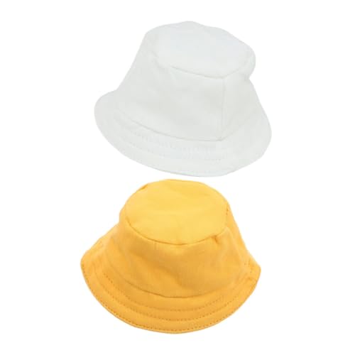 BESPORTBLE 2 Stück Miniatur Puppenhüte aus Polyester Austauschbare Hüte für Puppen Dekorative Mützen mit Detaillierter Gestaltung für Puppenoutfits Gelb und Weiß von BESPORTBLE