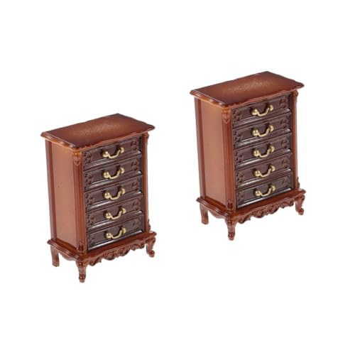BESPORTBLE 2 Stück Miniatur Schrank Holz Mini Kommode DIY Puppenhausmöbel Kleiner Puppenschrank Zubehör von BESPORTBLE