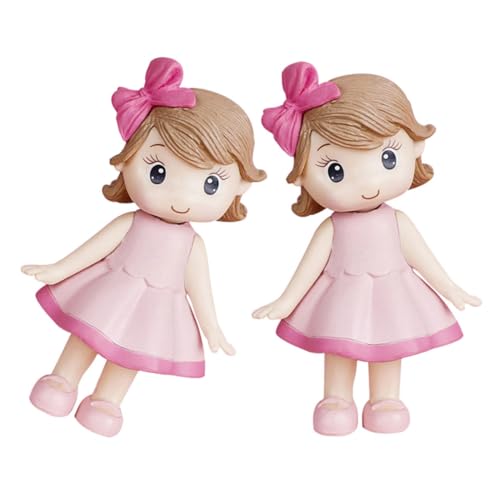 BESPORTBLE 2 Stück Teiliges Cake Topper Mädchen mit Rosa Schleife Polymer Clay Figurine Tortendeko für Geburtstag Hochzeit Party Vielseitige Mädchen Dekoration Langlebig und Detailreich von BESPORTBLE