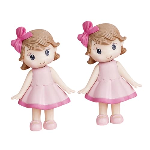 BESPORTBLE 2 Stück Teiliges Cake Topper Mädchenfigur mit Rosa Schleife Niedliche Tortendeko für Geburtstage Vielseitige Kuchendekoration und Partyaccessoire für Frauen von BESPORTBLE