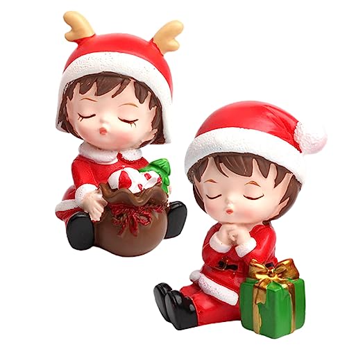 BESPORTBLE 2 Stück Weihnachtliche Resin Kuchenfigur Teilig Junge Mädchen Kleine Niedliche Tortendeko Handgefertigte Harzkunst für Geburtstag und Weihnachtsfeier Vielseitige Tisch und von BESPORTBLE